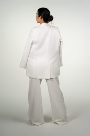 Ref.112: Blazer Elegante Cruzado y Pantalón Recto- Hueso - Image 3