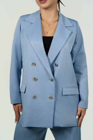 Ref.112: Blazer Elegante Cruzado y Pantalón Recto- Azul Bebé - Image 5