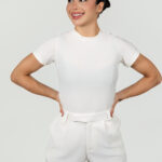 Ref.113-1: Basica Estilo Body Manga corta - Hueso