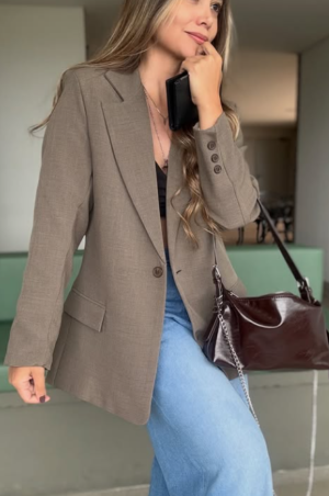 Ref. 117: Blazer Largo Semi-Oversize Verde Trigo